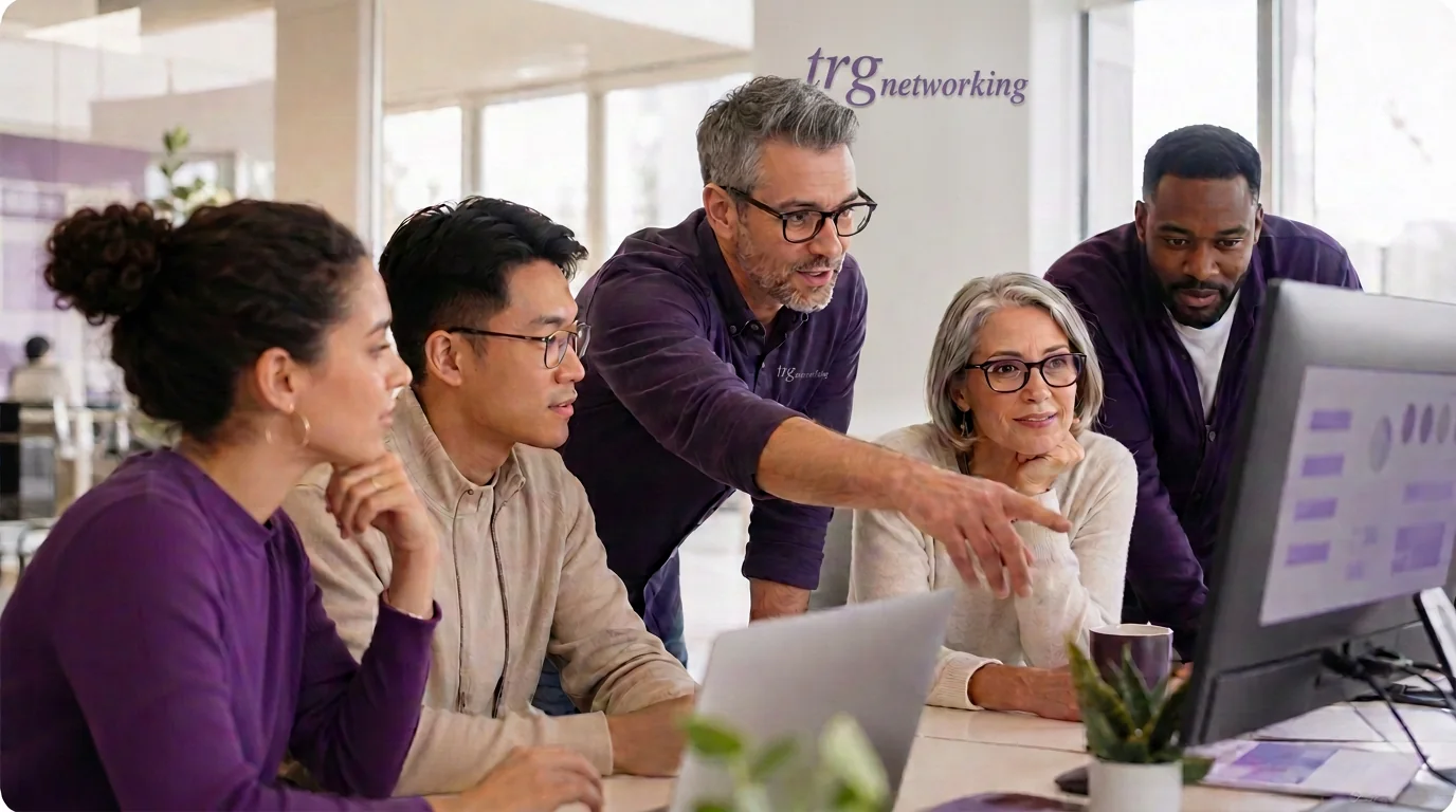 A business team collaborating with an IT consultant