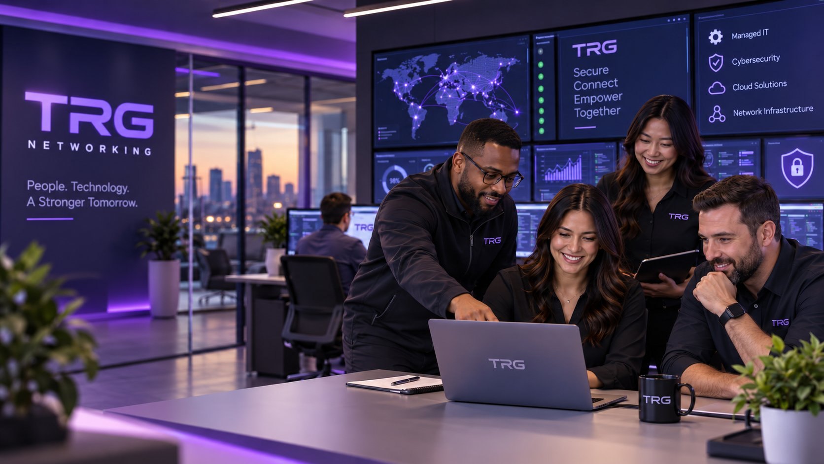 A TRG team presenting a technology plan on screen